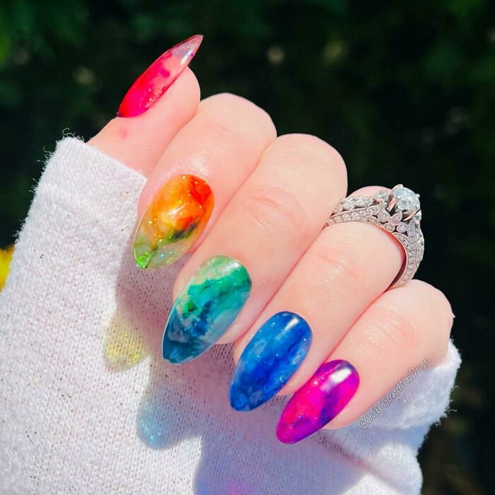 I Did Some Rainbow Marble On Jelly Glitter