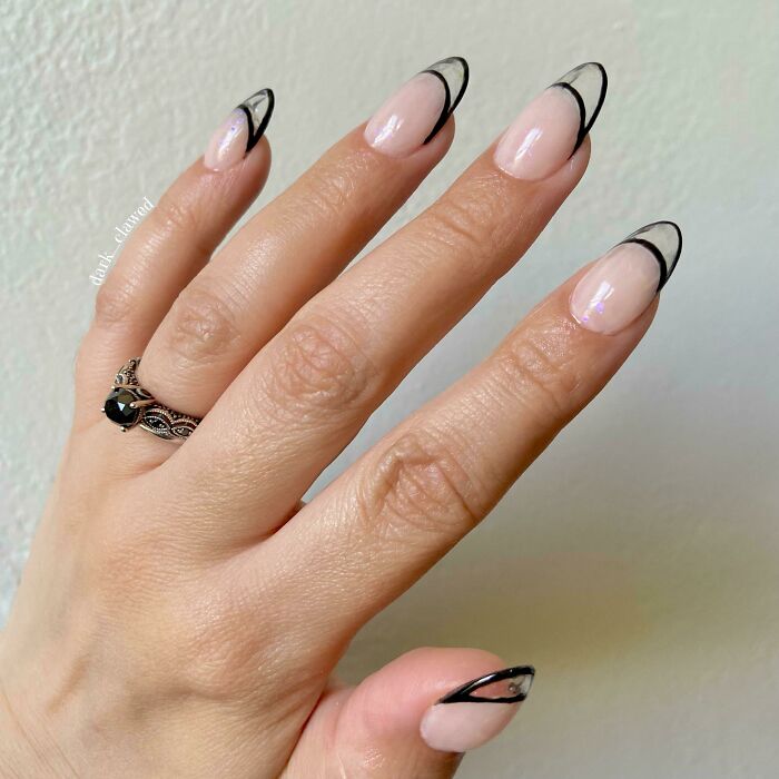Double French Mani With Glass Tips