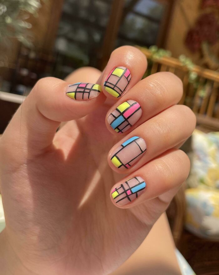 One Of My First Attempts At Nail Art. Mondrian!
