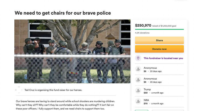 Fundraiser For Chairs For Our Brave Police So They Don't Have To Stand Around During School Shootings