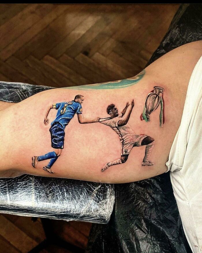 This Tattoo Of Chiellini Fouling Saka During The Euro 2020 Finals