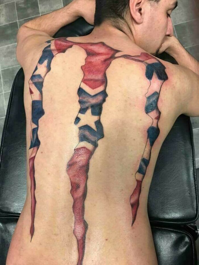 Monster Energy Confederate Back Tattoo