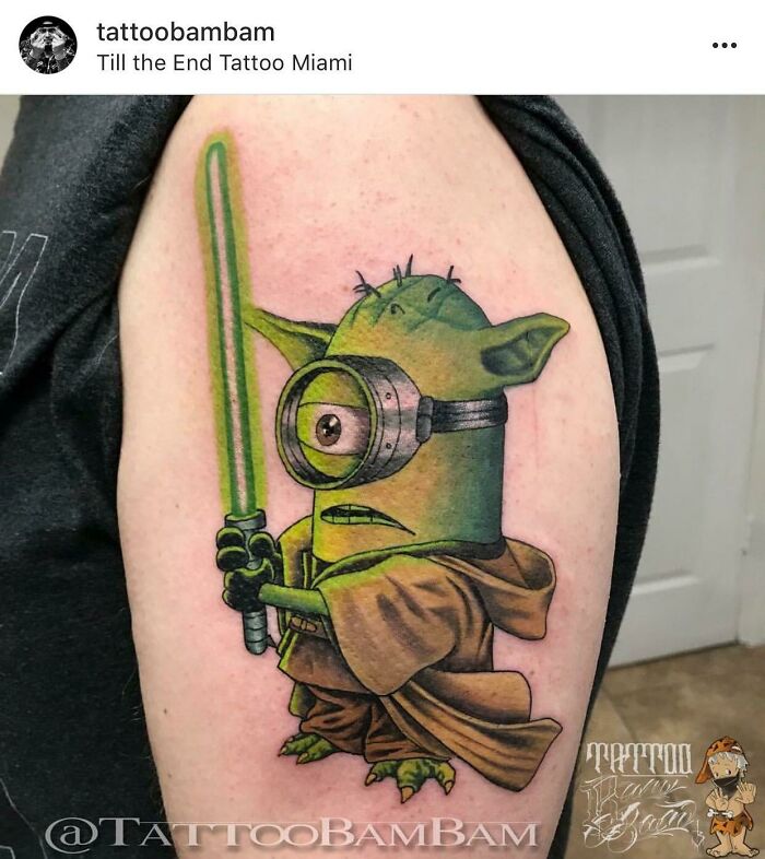 Yoda Minion Tattoo