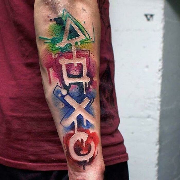 Tatuaje de acuarela de Playstation