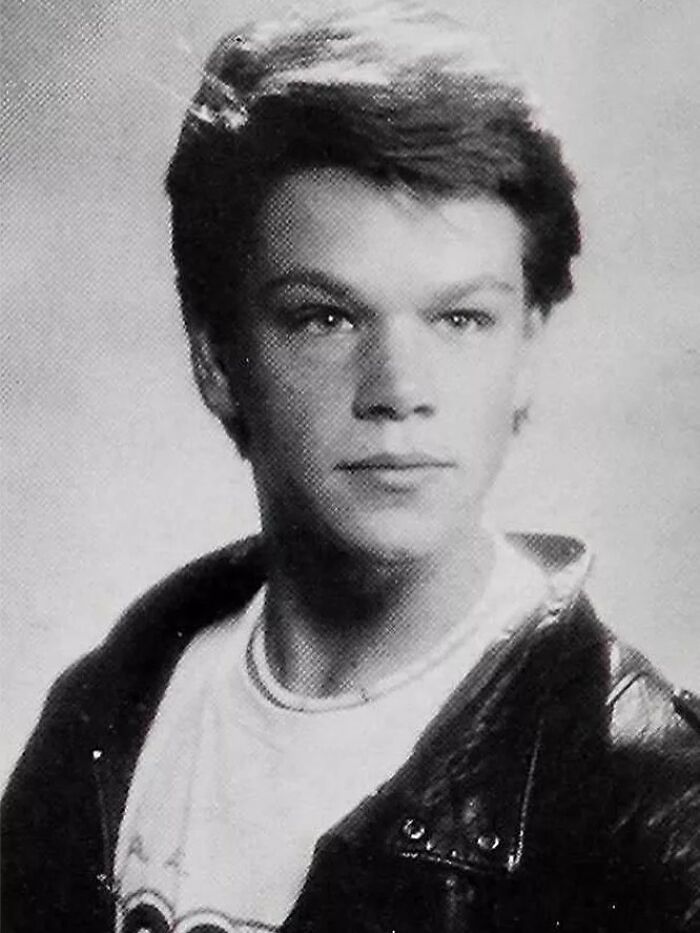 Picture of Matt Damon in yearbook