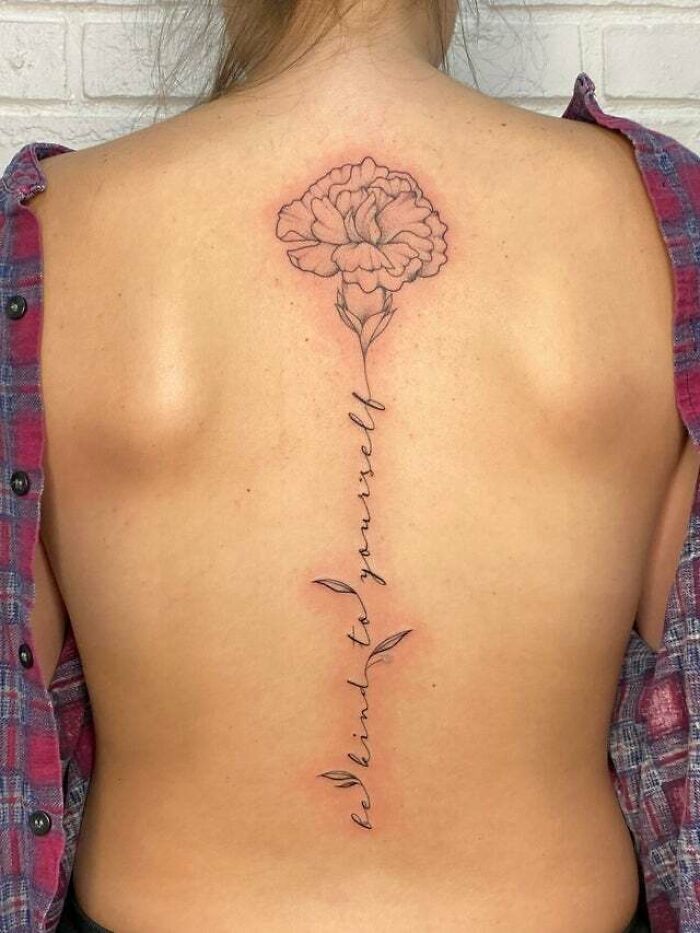 Minimalistic Carnation & Quote By Mary D At The Empire Tattoo Co In Foley, AL
