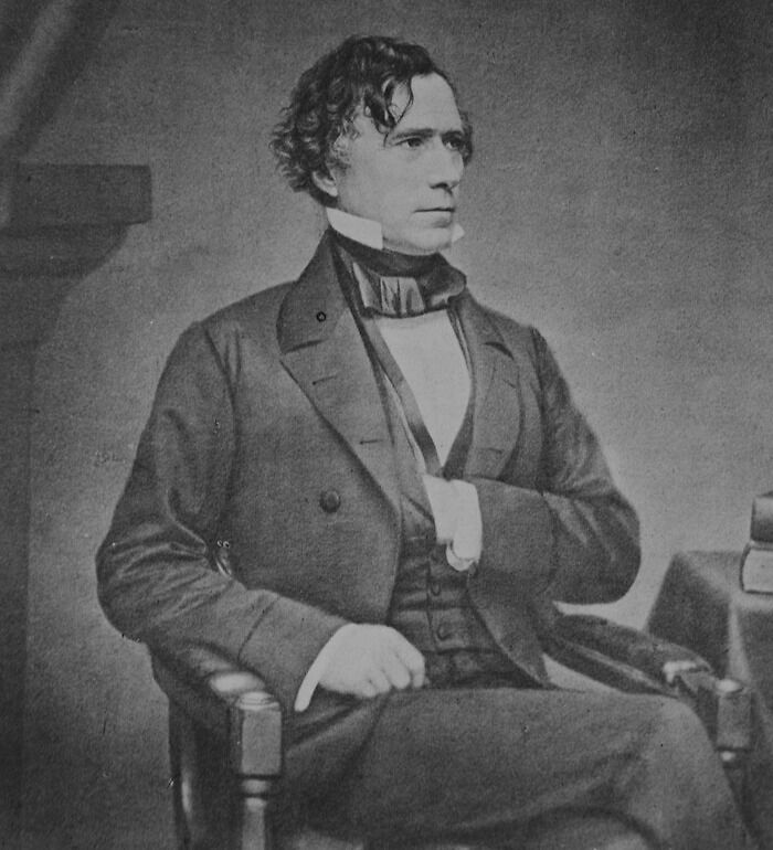 Black and white picture of Franklin Pierce sitting and posing