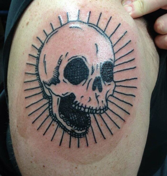 Minimalist Skull Done By Derrick Hooper At Gold Club Electric Tattoo, Nashville