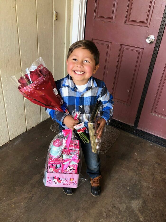 Biggest Smile Ever As He's About To Give His Crush Her Valentine's Gift