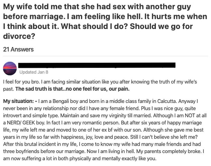 Nice Guy Husband Turning Bitter Because Wife Had Male Friends Before Marriage