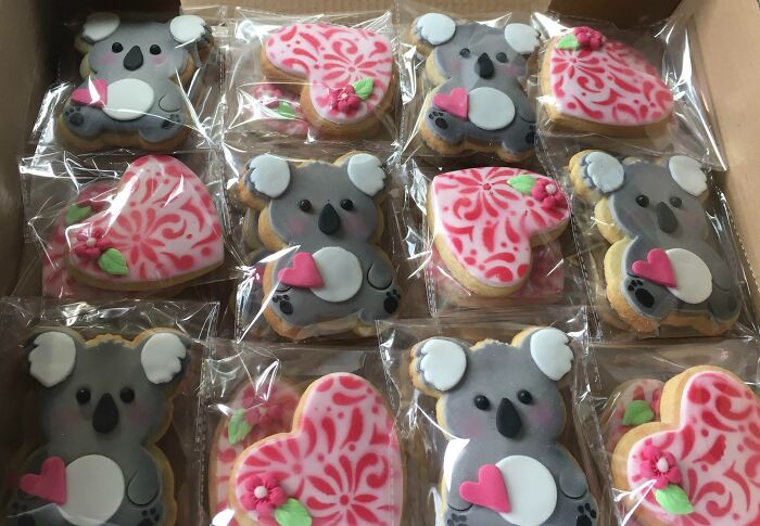 Some Valentine's Day Koala Cookies I Made For My Daughter's Class In School. Theme Is "You're A Koala-Ty Friend"