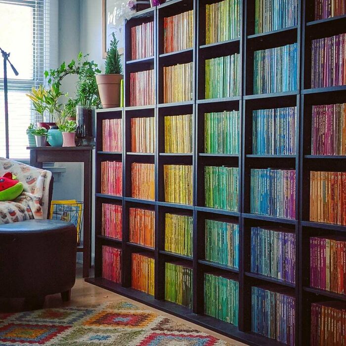 rainbowed bookshelf 