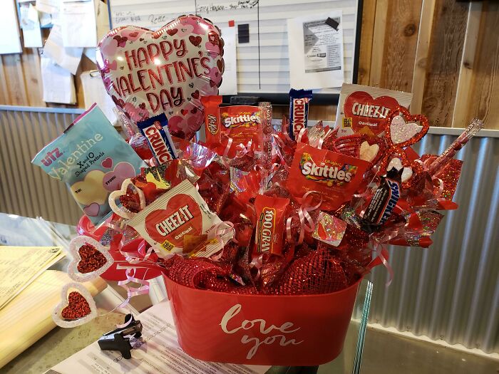 Bought My Wife This Valentine's Day Basket From A Local Homeschooled Kid, Completely Forgetting That She Started The Keto Diet The Day Before