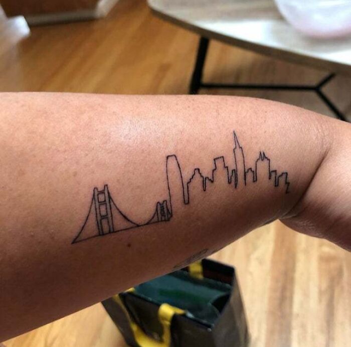 My Brand New Minimalist SF Tattoo! I Wanted To Carry The City With Me On My Arm. So Happy With It
