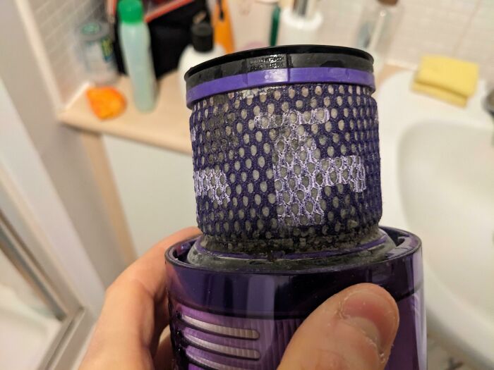 My Vacuum Cleaner Filter Displays Taps When It's Wet After Cleaning, So You Know When It's Fully Dry