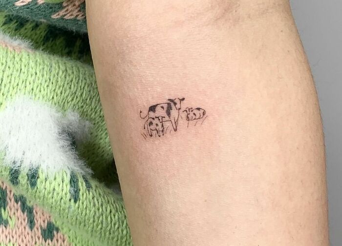 Minimalistic cows tattoo