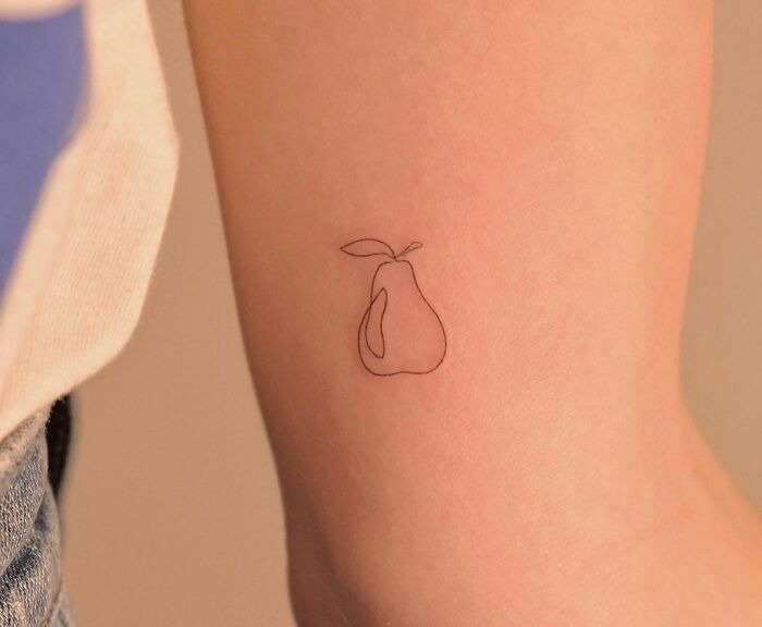 Single Line Pear Tattoo
