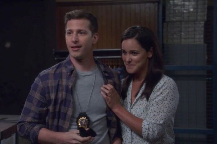 Jake And Amy smiling 