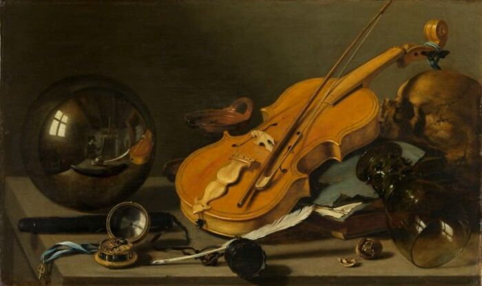 Vanitas With Violin And Glass Ball By Pieter Claesz