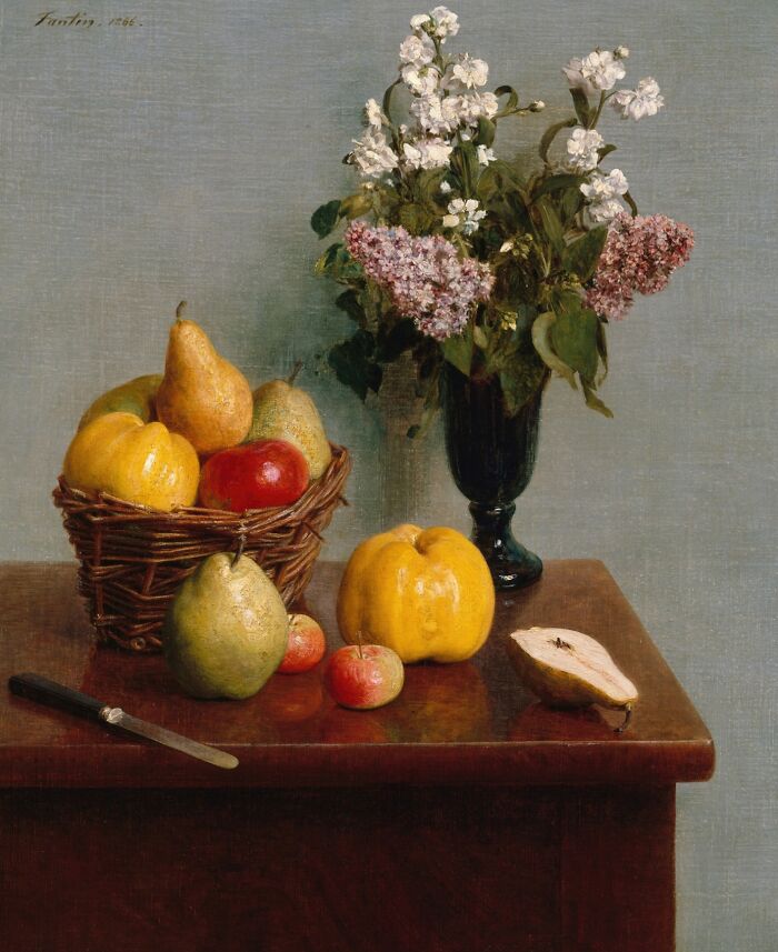 Still Life With Flowers And Fruit By Henri Fantin-Latour
