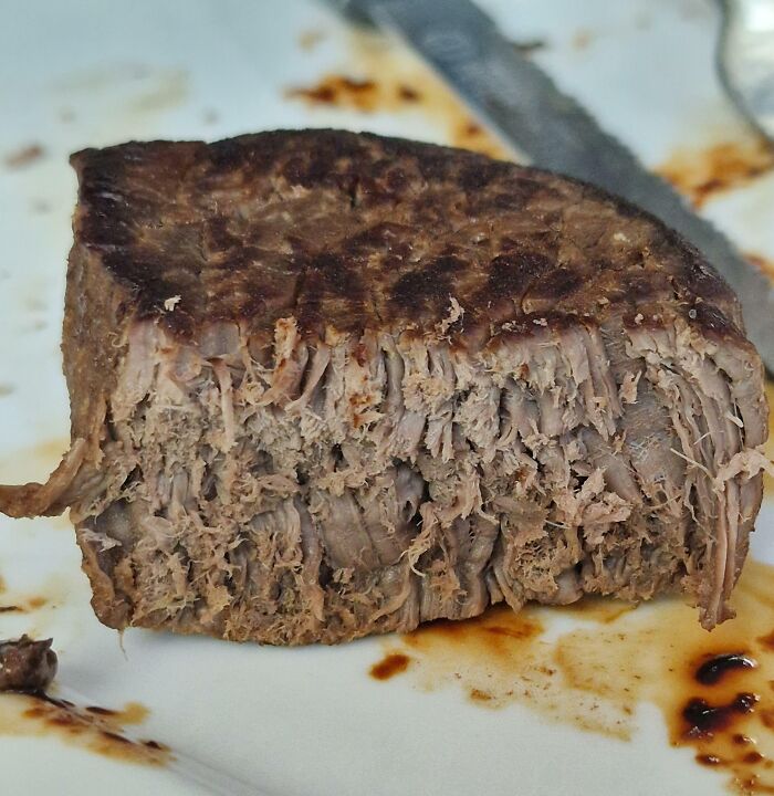 My Dad Said He Would Make Dinner Today And Grilled The Expensive Bullet Steak I Bought. This Is The Result