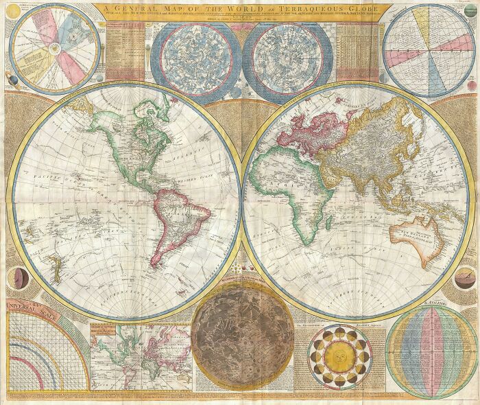 A General Map of the World, or Terraqueous Globe with all the New Discoveries and Marginal Delineations