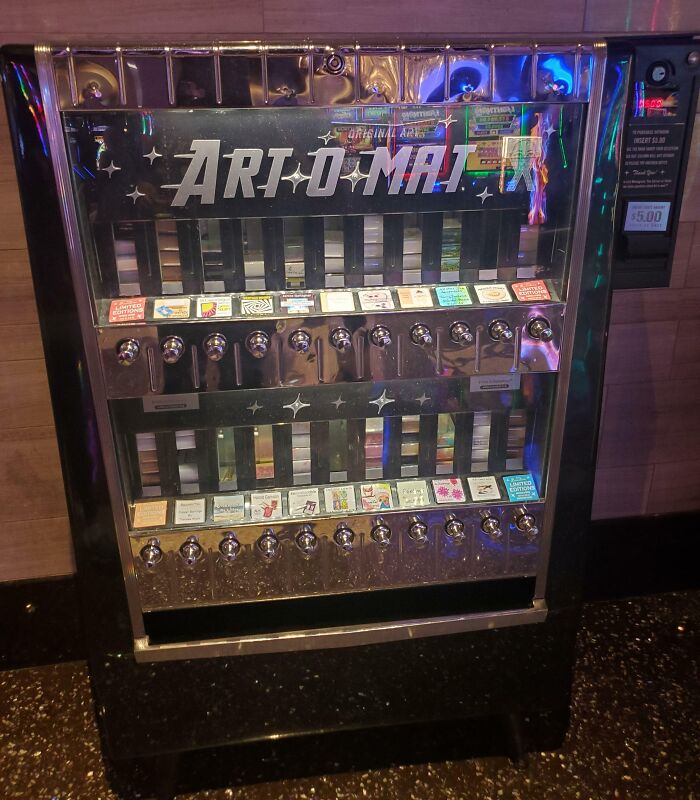 Old Cigarette Dispenser Repurposed As An Art Vending Machine