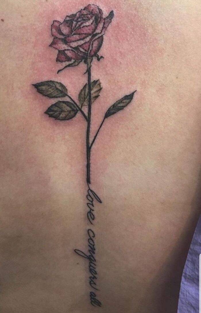 Rose and word tattoo 