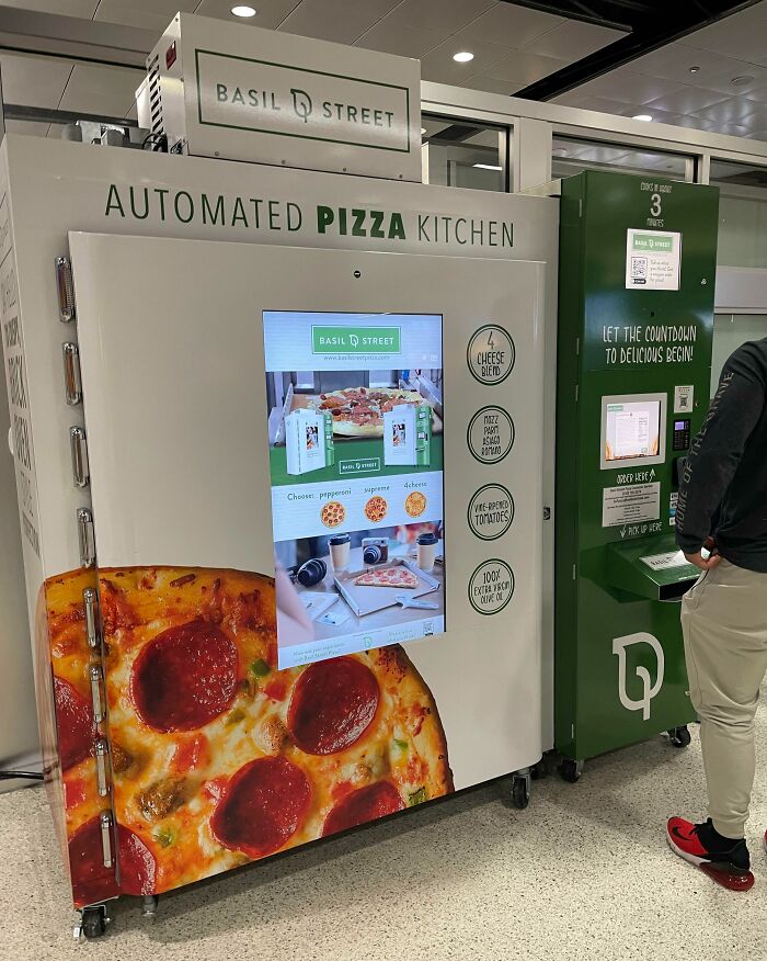 Pizza Vending Machine At The San Antonio Airport. Cooks You A Pizza In 3 Minutes