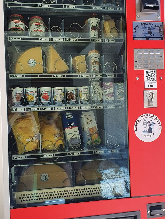 A Cheese Vending Machine In A Mountain Village In Switzerland
