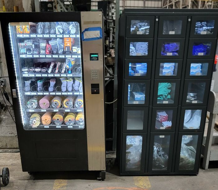 Just Like A Regular Vending Machine, But Everything Is Free. Just Scan Your Employee ID