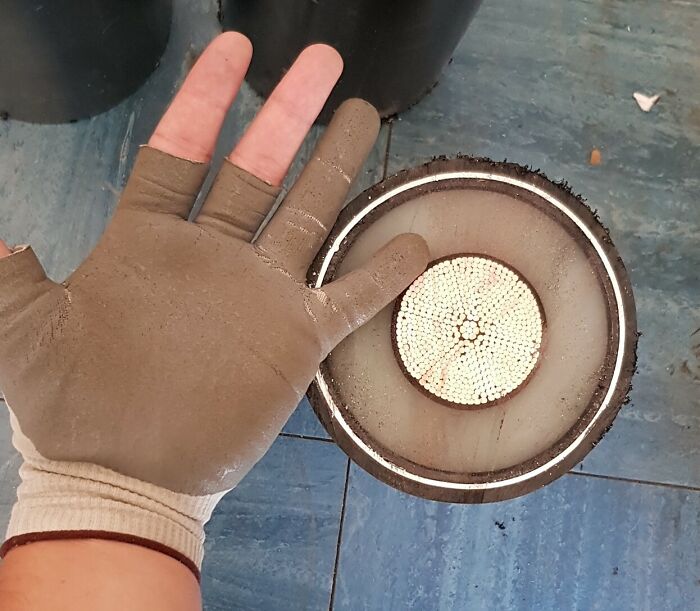 The Size Of This 400,000 Volt Underground Cable Compared To My Hand