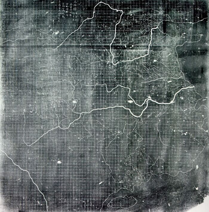The Chinese map of the Track Of Yu Gong, carved into stone in the year 1137 during the Song Dynasty