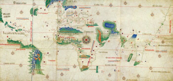 Cantino Planisphere map showing Portuguese geographic discoveries in the east and west