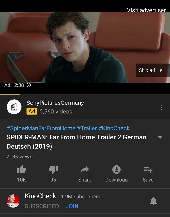 When You Get The Spider Man Trailer As Ad Just Before You Were Going To Watch The Actual Trailer