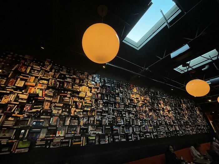 Restaurant, In The Same Building As A Blockbuster Used To Be, Uses VHS Tapes As Wall Decor