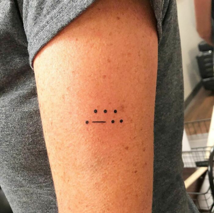 Morse Code Tattoo For Her Kiddo’s Initials