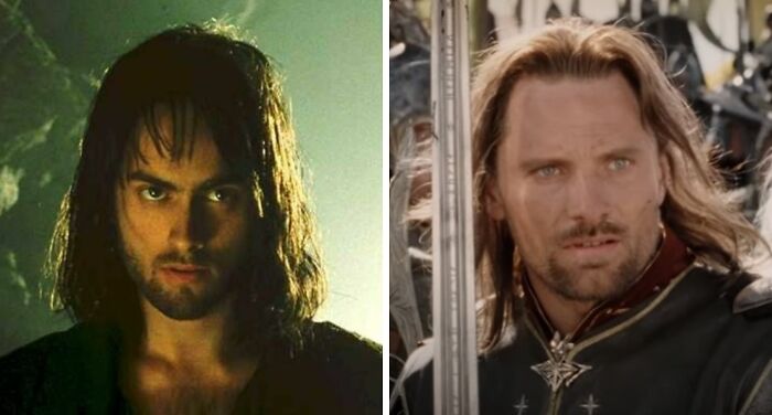 Stuart Townsend as Aragorn in The Lord of the Rings and Viggo Mortensen as Aragorn