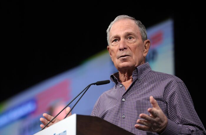 Picture of Michael Bloomberg talking at conference