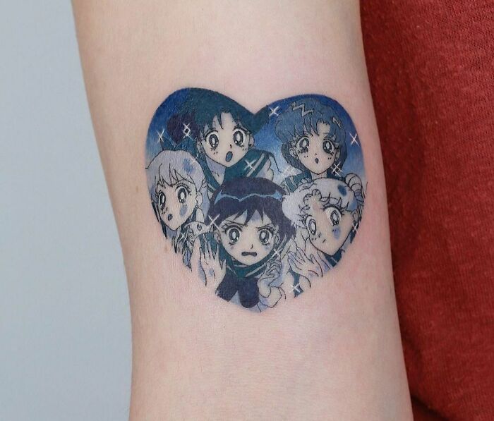 A Sailor Moon inspired arm tattoo