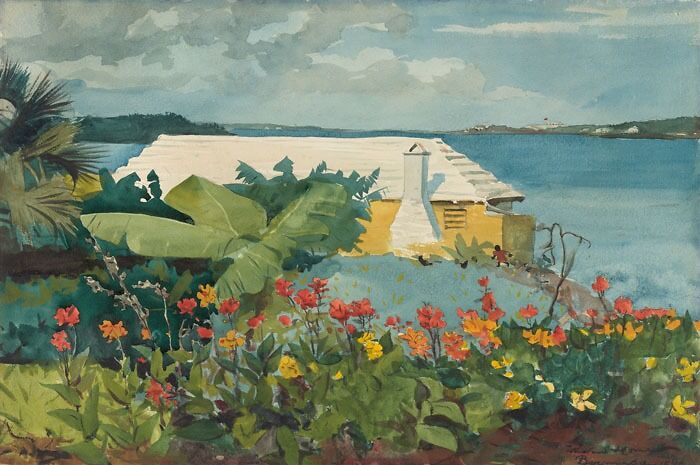 Flower Garden And Bungalow, Bermuda By Winslow Homer