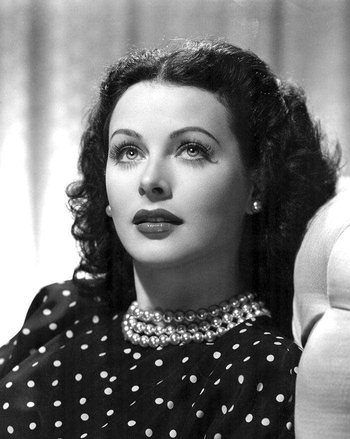 Hedy Lamarr wearing polka dot dress