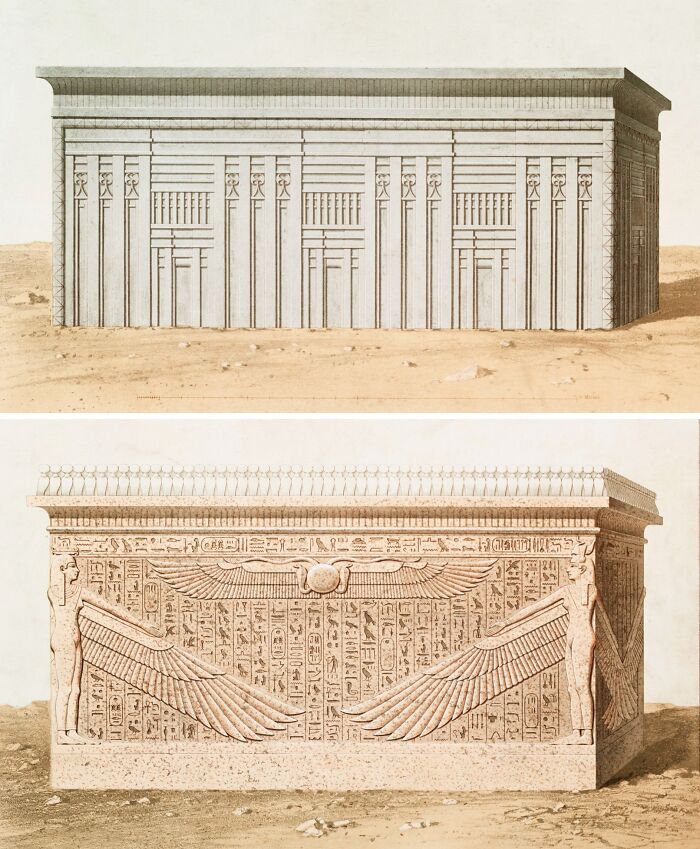 Sarcophagus of Menkaure and Ai from Histoire de l'art égyptien (1878) by Émile Prisse d'Avennes (1807-1879)