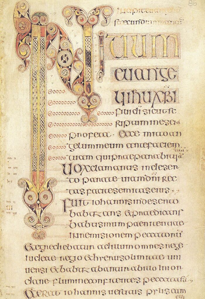 Page from the 7th century Book of Durrow, from The Gospel of Mark
