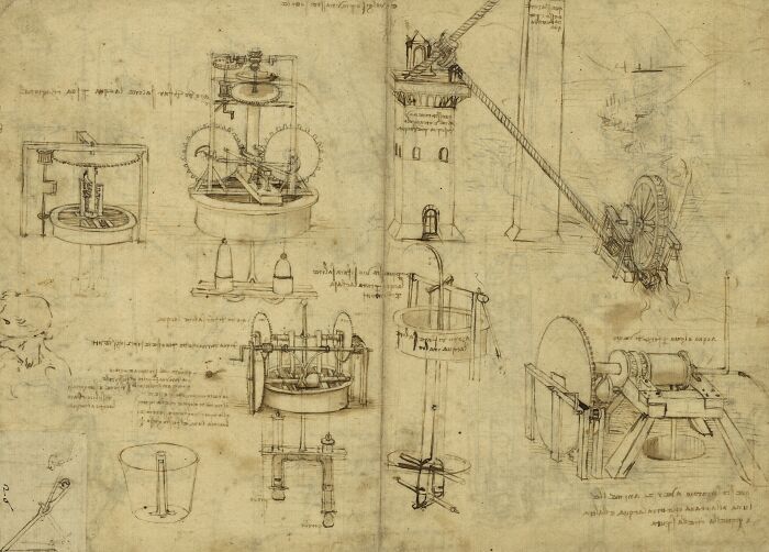 Leonardo da Vinci, drawings of machines