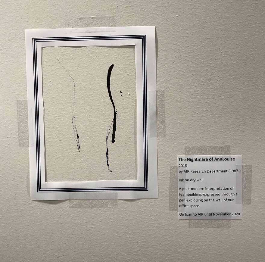 A Pen Exploded On Our Office Wall, So I Converted It Into A Modern Art Exhibit