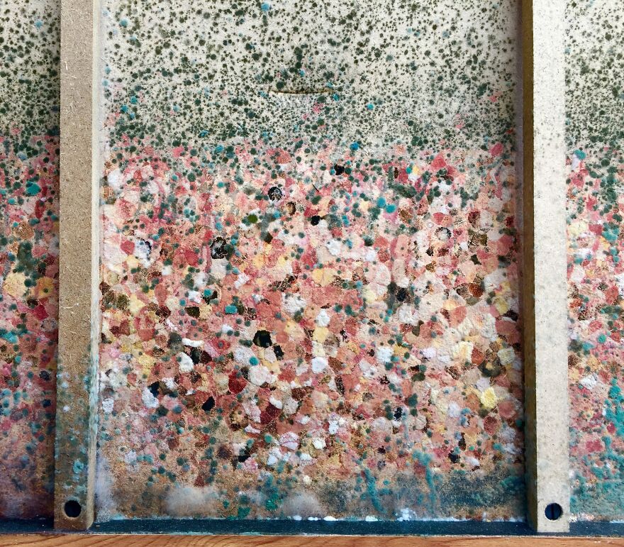 The Mold On The Bottom Of This Old Foosball Table Looks Like A Work Of Art