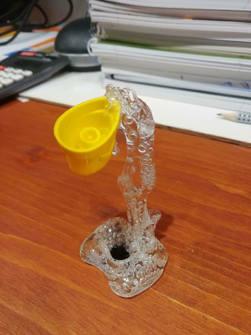 Left A Stick Of Glue In An Old Glass With Pencils, It Opened Over The Summer And Made Art