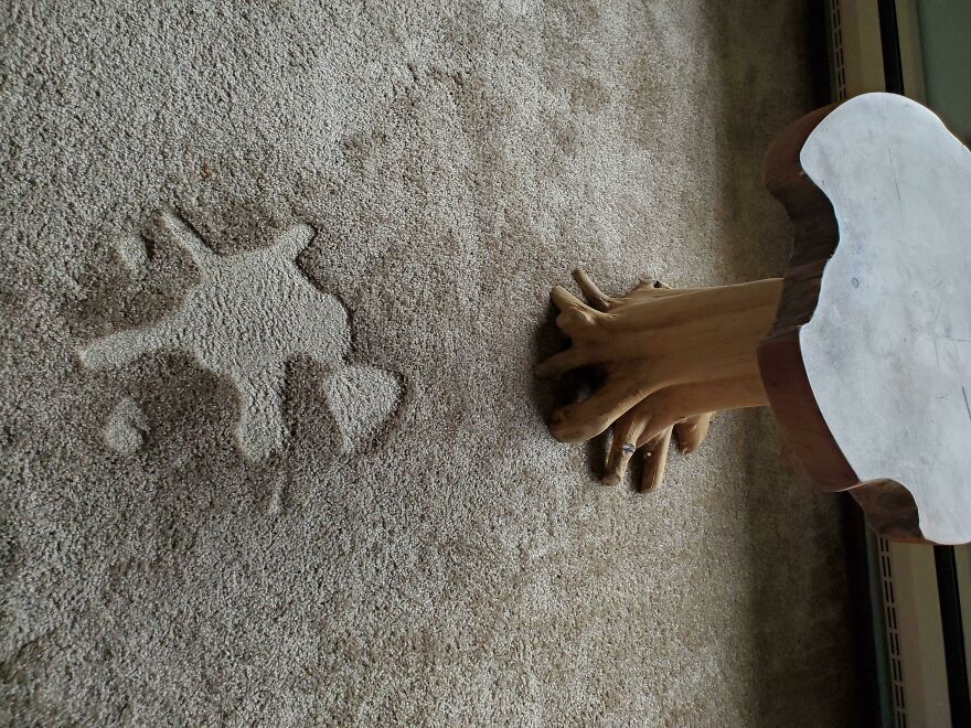 This Satisfying Imprint In My Carpet When I Moved My Wood End Table