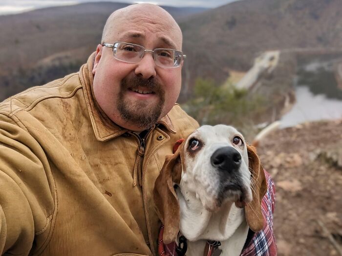 Just My Dog And I Atop A Mountain
